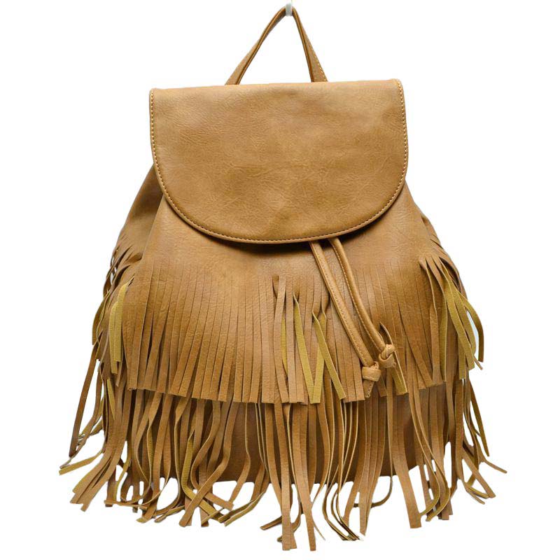 Stylish Vegan Leather Fringe Backpack – Madeline Love display picture 3