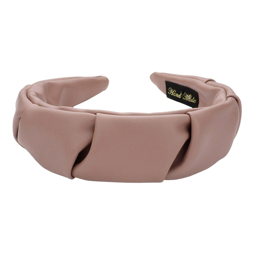 Tan Trendy Pleated Solid Faux Leather Headband, create a natural & beautiful look while perfectly matching your color with the easy-to-use pleated solid faux leather headband. Perfect for everyday wear, special occasions, outdoor festivals, and more. Awesome gift idea for your loved one or yourself.