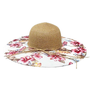 Tan White Flower Leaf Patterned Straw Sun Hat, fashionable design and vibrant color will make you more attractive. It's a great accessory for any outfit. whether you’re basking under the summer sun at the beach, lounging by the pool, or kicking back with friends at the lake, these sun hats can keep you cool and comfortable even when the sun is high in the sky. 