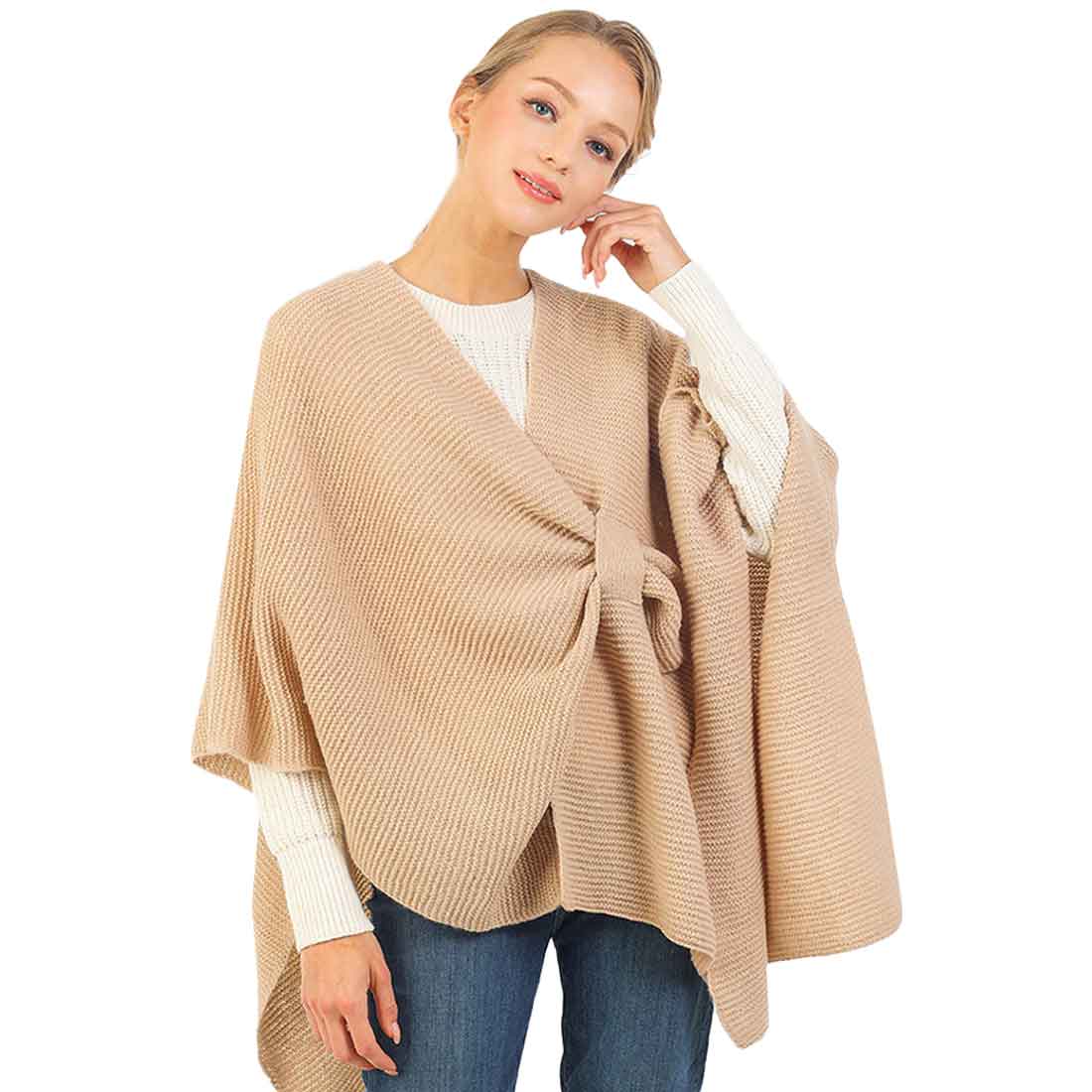 Taupe  Solid Knitted Basic Cape, is beautifully designed with solid color that amps up your beauty to a greater extent. It enriches your attire with perfect combination. Breathable Fabric, comfortable to wear, and very easy to put on and off. Suitable for Weekend, Work, Holiday, Beach, Party, Club, Night, Evening, Date, Casual and Other Occasions in Spring, Summer and Autumn. Perfect Gift for Wife, Mom, Birthday, Holiday, Anniversary, Fun Night Out.