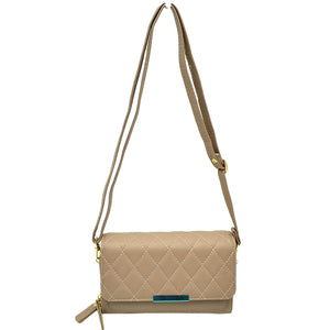 Taupe Beautiful Minimalist PU Lather Quilted Flap Bag, This cross-body bag is a stylish day-to-night accessory. It's a simple but eye-catching accessory to enrich your look with any outfit. The outer is adorned with quilting and stamped with branded hardware and you'll find a roomy compartment inside complete with a zipped pocket. Versatile enough for wearing straight through the week, perfectly lightweight to carry around all day.