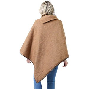 Taupe Button Deco Collar Poncho, ensures your upper body stays perfectly toasty when the temperatures drop or on the cold days. A beautiful, fashionable and eye-catcher, will quickly become one of your favorite accessories. Keeps you perfectly warm and goes with all your winter outfits. Timelessly beautiful, gently nestles around the neck and feels exceptionally comfortable to wear. A perfect gift for the persons you care. Happy winter!