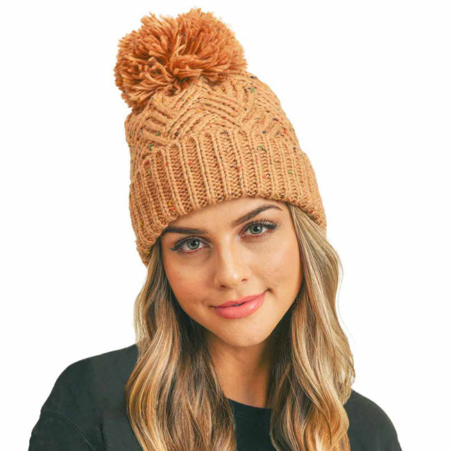 Taupe Confetti Diagonal Stripes Pompom Knit Beanie, awesome stripes design with yarn pompom makes it beautiful and keeps you standing out with perfect beauty. Wear throughout the winter and cold days to ensure absolute comfortability. Accessorize the fun way with this faux fur pom pom hat. Coordinate with any outfit to match the best with perfect warmth and coziness. It Comes in one size winter cap with a pom that fits most head sizes. Enjoy the winter in comfort with this Heart Beanie!