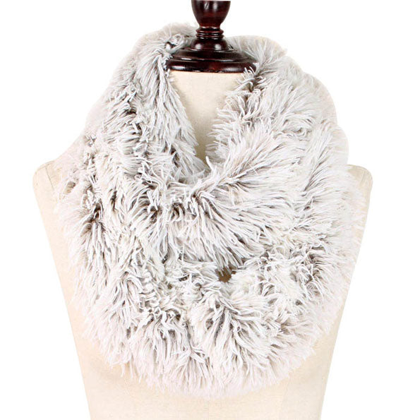 Taupe Faux Fur Furry Infinity Scarf, on trend & fabulous, a luxe addition to any cold-weather ensemble. Great for daily wear in the cold winter to protect you against chill, classic infinity-style scarf & amps up the glamour with soft material that feels amazing snuggled up against your cheeks. This is soft, warm and comfortable against your skin for all day wear. It’s a great gift for your family and friends.