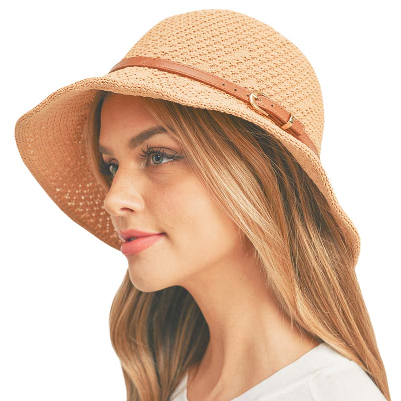 Beige Faux Leather Band Sun Hat, whether you’re basking under the summer sun at the beach, or lounging by the pool, a great hat can keep you cool and comfortable even when the sun is high in the sky. Ideal for travelers who are on vacation or just spending some time in the great outdoors.