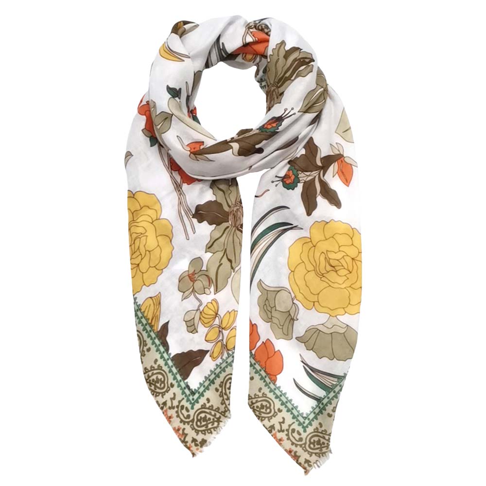 Taupe Flower Printed Oblong Scarf, this timeless flower-printed oblong scarf is soft, lightweight, and breathable fabric, close to the skin, and comfortable to wear. Sophisticated, flattering, and cozy. look perfectly breezy and laid-back as you head to the beach. A fashionable eye-catcher will quickly become one of your favorite accessories.