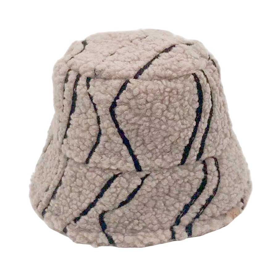 Taupe Geometric Sherpa Bucket Hat, Before running out the door into the cool air, you’ll want to reach for this toasty bucket hat to keep you incredibly warm. Whenever you wear this bucket hat, you'll look like the ultimate fashionista. Accessorize the fun way with this  hat which gives you the autumnal touch that you need to finish your outfit in style. Awesome winter gift accessory and perfect Gift for Birthdays, Christmas, holidays, anniversaries, Valentine’s Day, etc.
