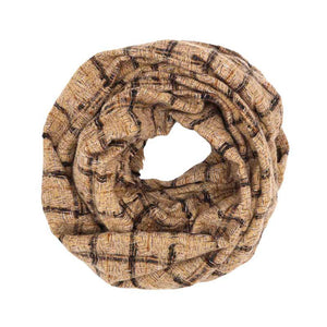 Taupe Plaid Check Infinity Scarf, Fashionable and stylish, Accent your look with this soft, highly versatile scarf. Great for daily wear in the cold winter to protect you against chill, classic infinity-style scarf & amps up the glamour with plush material that feels amazing snuggled up against your cheeks. This elegant premium quality scarf is a great addition to your collection of fashion accessories. Awesome winter gift accessory!