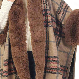 Taupe Plaid Pattern With Solid Faux Fur Trim Edge, is the perfect representation of beauty and comfortability for this winter. It will surely make you stand out with its beautiful color variation. It goes with every winter outfit and gives you a unique yet beautiful outlook everywhere. It ensures your upper body keeps perfectly toasty when the temperatures drop. You can throw it on over so many pieces elevating any casual outfit!