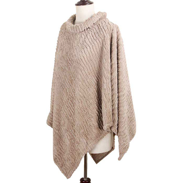 Taupe Roose Turtleneck Ribbed Poncho, is the perfect accessory for the comfort, luxury and trendiness this winter. You can throw it on over so many pieces elevating any casual outfit! Smooth and cool color variety and eye-catching look will enrich your luxe and glamour in a greater extent. Perfect Gift for Wife, Mom, Birthday, Holiday, Christmas, Anniversary, Fun Night Out. Stay awesome with this beautiful poncho!