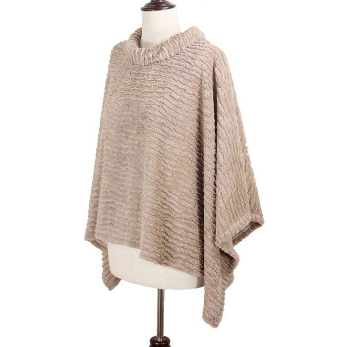 Taupe Roose Turtleneck Ribbed Poncho, is the perfect accessory for the comfort, luxury and trendiness this winter. You can throw it on over so many pieces elevating any casual outfit! Smooth and cool color variety and eye-catching look will enrich your luxe and glamour in a greater extent. Perfect Gift for Wife, Mom, Birthday, Holiday, Christmas, Anniversary, Fun Night Out. Stay awesome with this beautiful poncho!