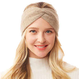 Taupe Twisted Knot Solid Soft Earmuff Headband Ear Warmer will shield your ears from cold winter weather ensuring all day comfort. Ear band is soft, comfortable and warm adding a touch of sleek style to your look, show off your trendsetting style when you wear this ear warmer and be protected in the cold winter winds.