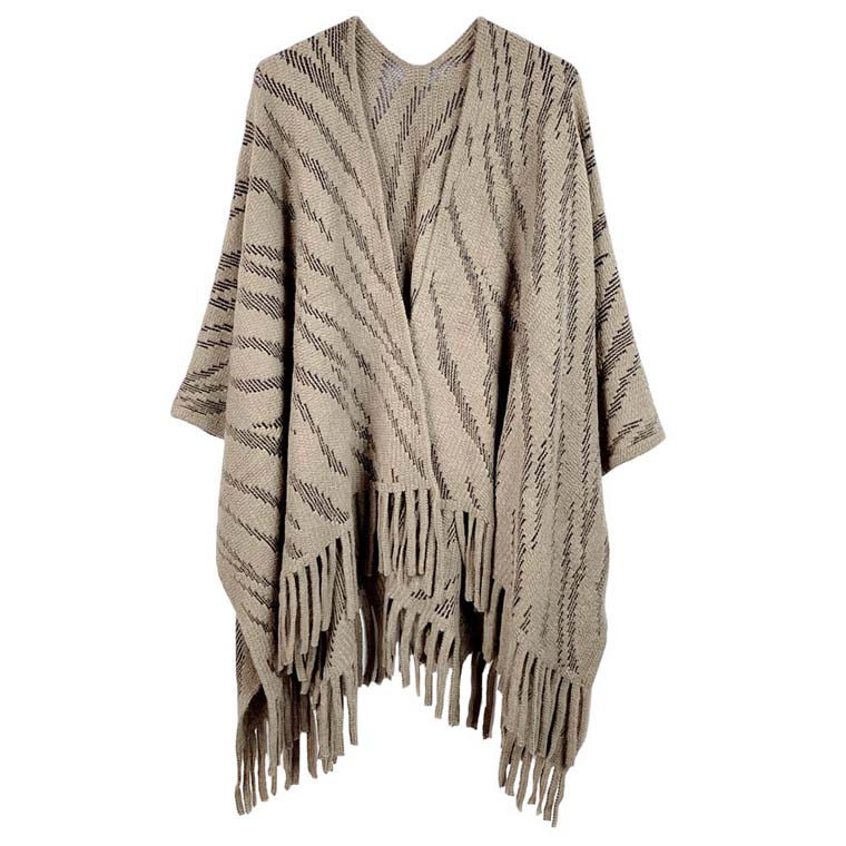 Taupe Zebra Patterned Crochet Poncho, on-trend & fabulous will surely amp up your beauty in perfect style. A luxe addition to any cold-weather ensemble. The perfect accessory, luxurious, trendy, super soft chic capelet. It keeps you warm and toasty in winter & cold weather. You can throw it on over so many pieces elevating any casual outfit! Perfect Gift for Wife, Mom, Birthday, Holiday, Anniversary, or Fun Night Out. Have a comfortable winter!