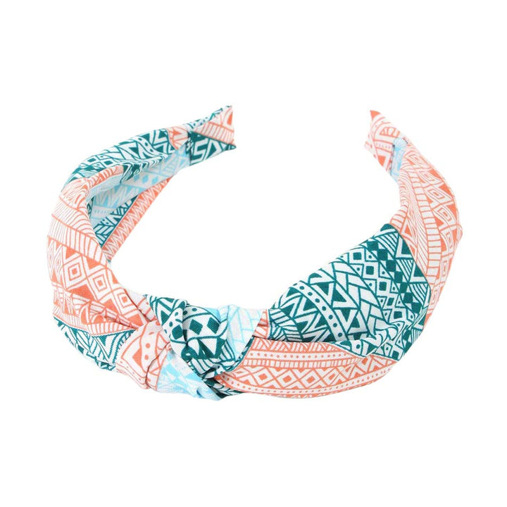 Teal Aztec Patterned Burnout Knot Headband, this headband with a beautiful Aztec pattern creates a natural look while perfectly matching your color with the easy-to-use knot headband. Adds a super neat and trendy knot to any boring style. Be the ultimate trendsetter wearing this chic headband with all your stylish outfits! 