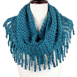 Teal Mini Tube Fringe Scarf, This comfortable scarf features a mini tube look available in a variety of bold colors. Full and versatile, this cute scarf is the perfect and cozy accessory to keep you warm and stylish. on trend & fabulous, a luxe addition to any cold-weather ensemble. You will always look chic and elegant wearing this feminine pieces. Great for everyday use in the chilly winter to ward against coldness. Awesome winter gift accessory!