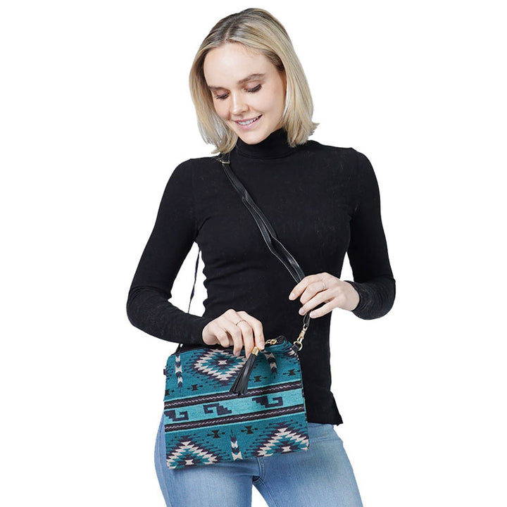 Teal Western Patterned Crossbody Clutch Bag, extends your fashion and confidence. These trendy and colorful Crossbody Clutch Bag bags come with adjustable and detachable hand straps to enhance your comfortability. Different colors give you the choice to take your own. It's lightweight and easy to carry. A perfect gift for birthdays, holidays, Christmas, New year, etc.