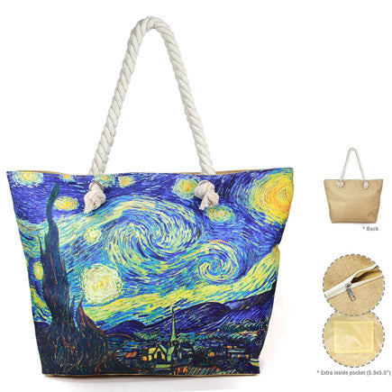 The Starry Night by Vincent Van Gogh Print Beach Tote Bag Shopper Bag Vibrant Beach Bag whether you are out shopping, at the pool or beach, this bright tote bag is spacious enough for carrying all your essentials. Birthday Gift, Anniversary Gift, The Starry Night by Van Gogh Print Beach Tote Bag Shopper Bag, Mother's Day Gift, Thank you Gift, Comfy Rope Handles The Must Have Accessory!