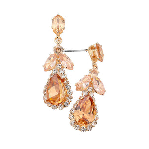 Topaz CZ Multi Stone Dangle Evening Earrings, Get ready with these Dangle Evening Earrings put on a pop of color to complete your ensemble. Perfect for adding just the right amount of shimmer & shine and a touch of class to special events. Perfect Birthday Gift, Anniversary Gift, Mother's Day Gift, Graduation Gift.