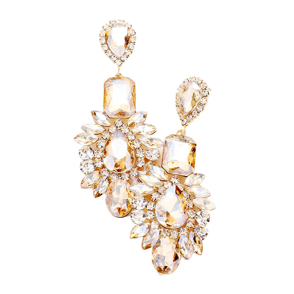 Topaz Multi Stone Evening Statement Special Occasion Earrings, perfect set of sparkling earrings, pair these glitzy studs with any ensemble for a polished & sophisticated look Ideal for any night out; Perfect Gift Birthday, Holiday, Christmas, Valentine's Day, Anniversary, prom, wedding, sweet 16, Quinceanera etc.