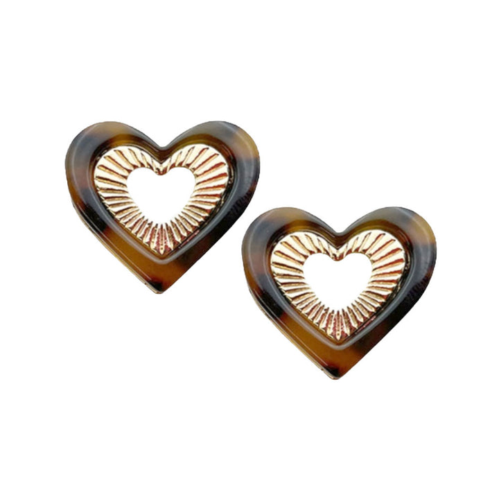 Tortoise Celluloid Acetate Heart Trimmed Stud Earrings. Beautifully crafted design adds a gorgeous glow to any outfit. Jewelry that fits your lifestyle! Perfect Birthday Gift, Anniversary Gift, Mother's Day Gift, Anniversary Gift, Graduation Gift, Prom Jewelry, Just Because Gift, Thank you Gift.