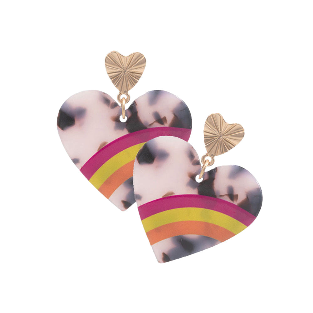 Tortoise Three Tone Pointed Celluloid Acetate Heart Dangle Earrings, will take your look up a notch, versatile enough for wearing straight through the week. put on a pop of color to complete your ensemble. The beautifully crafted design adds a gorgeous glow to any outfit. Wear with different outfits to add perfect luxe and class with incomparable beauty.