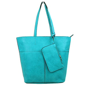 Turquoise 3 In 1 Large Soft  Leather Women's Tote Handbags, There's spacious and soft leather tote offers triple the styling options. Featuring a spacious profile and a removable pouch makes it an amazing everyday go-to bag. Spacious enough for carrying any and all of your outgoing essentials. The straps helps carrying this shoulder bag comfortably. Perfect as a beach bag to carry foods, drinks, big beach blanket, towels, swimsuit, toys, flip flops, sun screen and more.