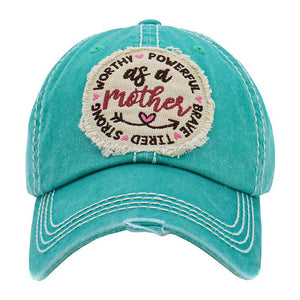 Turquoise As A Mother Message Vintage Baseball Cap, is a fun, cool & Message, Mother-themed cap that gives you a different yet beautiful look to amp up your confidence. Show your love for Mother with this beautiful Vintage Baseball Cap. An excellent gift for your mom on a birthday, mother's day, or any other meaningful occasion.