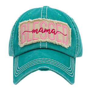 Turquoise Blessed Mama Message Vintage Baseball Cap, keeps your face from harmful ultraviolet rays and prevents sunburn in summer. This beautiful baseball cap is comfortable to wear for a long time in hot weather. Mama message baseball cap is great for outdoor activities or indoor wear. The vintage baseball cap is a good companion when you go shopping, fishing, beach travel, camping, or hiking. 