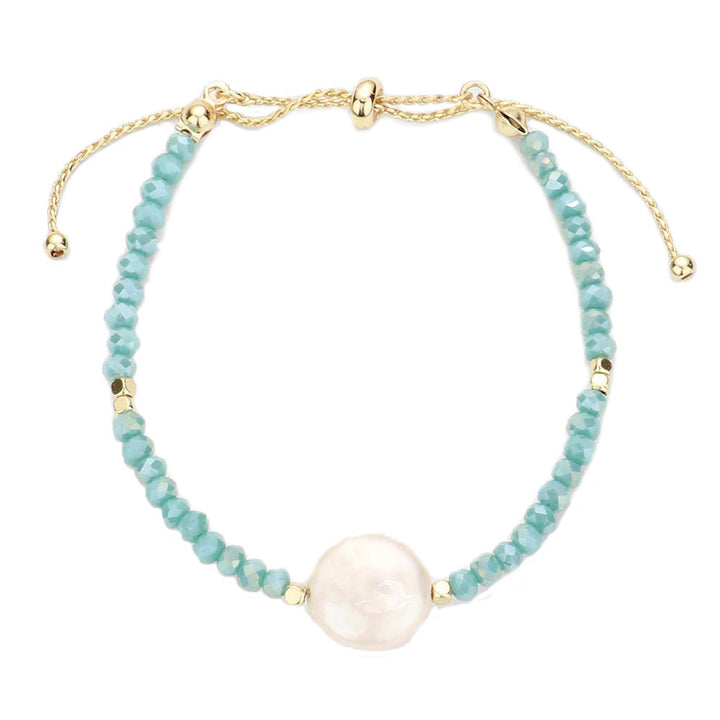 Turquoise Freshwater Pearl Accented Faceted Beaded Bracelet, Get ready with these Magnetic Bracelet, put on a pop of color to complete your ensemble. Perfect for adding just the right amount of shimmer & shine and a touch of class to special events. Perfect Birthday Gift, Anniversary Gift, Mother's Day Gift, Graduation Gift.