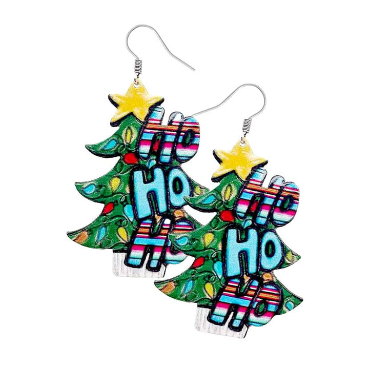 Turquoise HOHOHO Christmas Tree Dangle Earrings, an awesome and attractively crafted design add a gorgeous glow to any outfit this Christmas. Show your spirit with these fantastic Christmas Tree Earrings! These cute Christmas earrings will complete your Christmas costumes in perfect style. They will make the moments more beautiful and memorable!