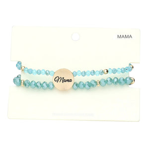 Turquoise Mama Metal Disc Message Charm Faceted Beaded Stretch Bracelet, these Charm Faceted Beaded Stretch bracelets can light up any outfit, and make you feel absolutely flawless. Fabulous fashion and sleek style adds a pop of pretty color to your attire. Make your mother feel special by giving this Mama Metal bracelet as a gift and expressing your love for your mother on this Mother's Day. 