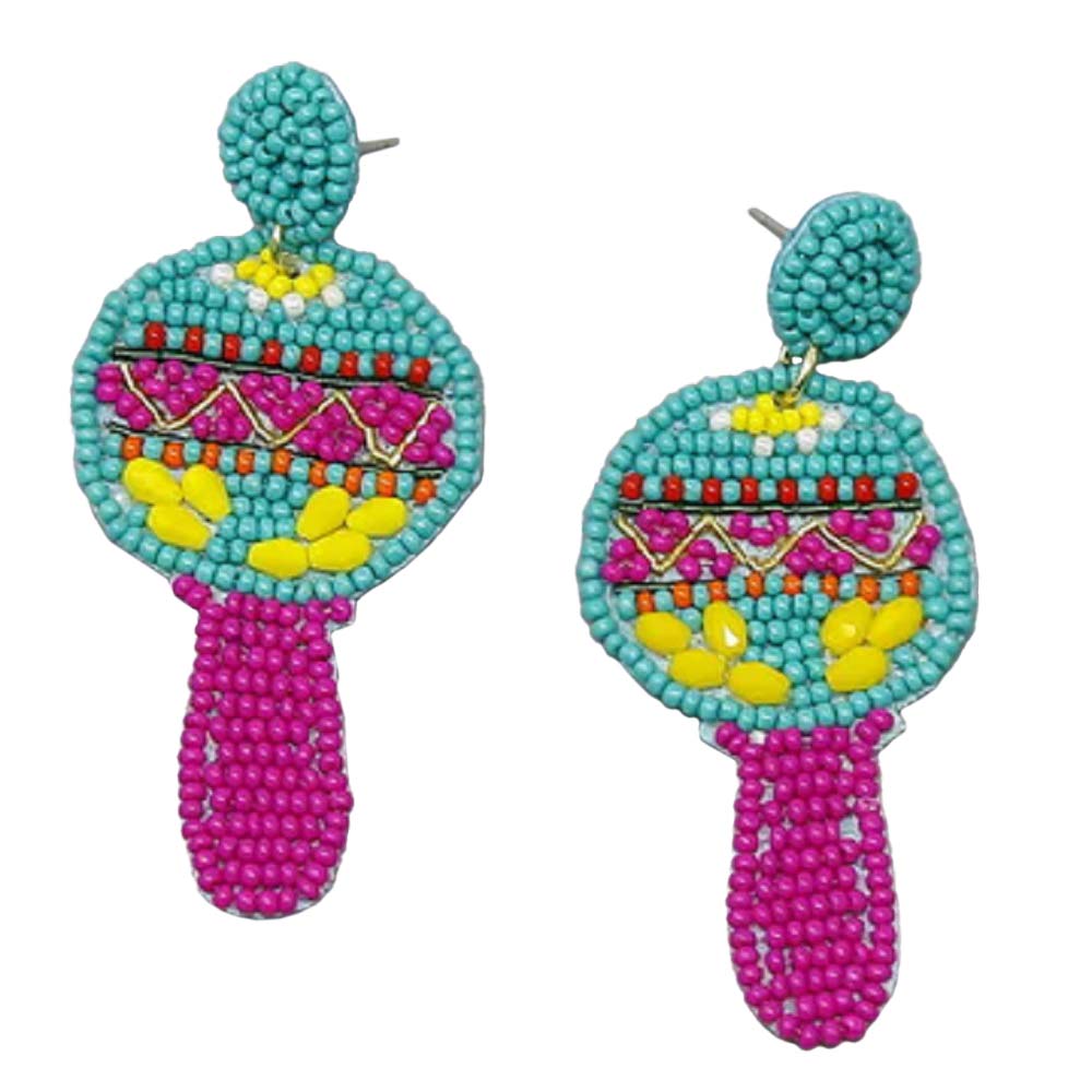 Turquoise Paddle Seed Beaded Earrings, enhance your attire with these beautiful seed-beaded earrings to show off your fun trendsetting style. It Can be worn with any daily wear such as shirts, dresses, T-shirts, etc. These paddle earrings will garner compliments all day long. Whether you're wearing a dress or a coat, these earrings will make you look more glamorous and beautiful. 