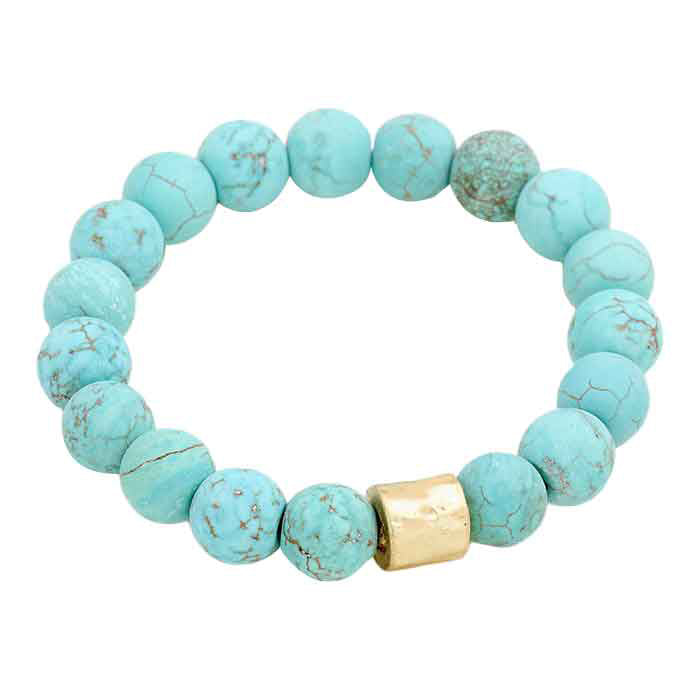 Turquoise Semi precious stone beaded stretch bracelet, Look like the ultimate fashionista with these stretch bracelet! this stunning stone beaded bracelet can light up any outfit, and make you feel absolutely flawless. Fabulous fashion and sleek style adds a pop of pretty color to your attire, coordinate with any ensemble from business casual to everyday wear.