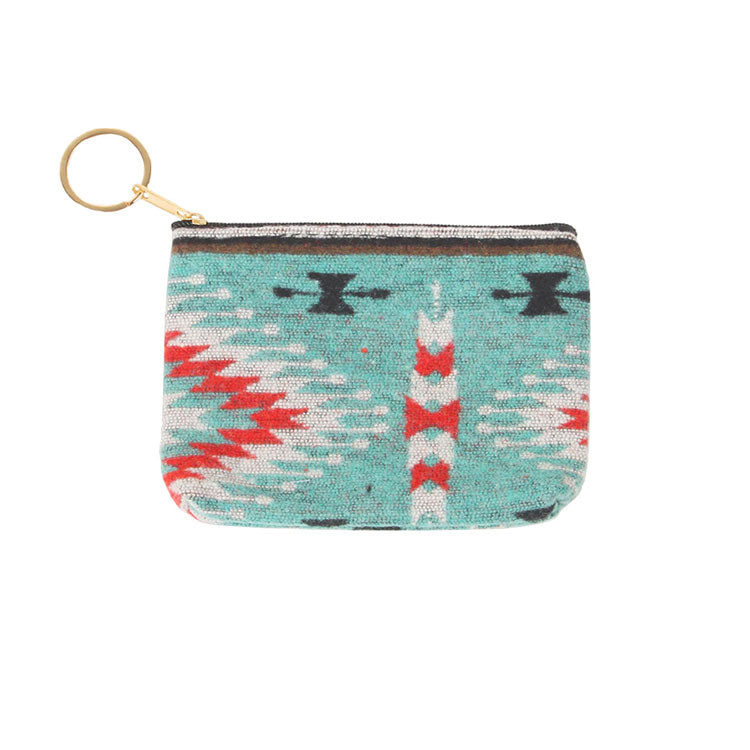 Teal Western Patterned Coin Card Purse. Perfect for makeup, money, credit cards, keys or coins, comes with a wristlet for easy carrying, light and simple. Put it in your bag and find it quickly with it's bright colors. Great for running small errands while keeping your hands free. This fashionable Coin Card Purse bag will be your new favorite accessory. Perfect Birthday Gift, Mother's Day Gift, Graduation Gift or any other events.