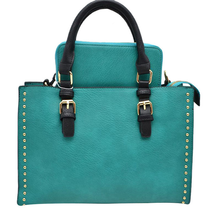 Turquoise Womens Stylist 3 IN 1 Faux Leather Tote Hand Bag, This tote features a top Zipper closure and has one big main compartment. That is specious enough to hold all your essentials. Every outfit needs to be planned with this adorable handbag. This tote Bags for women are perfect for any occasion - whether you are heading to work, on a weekend getaway, going to a party, or traveling, they are your perfect daily companion to over your hand & make great gifts too.