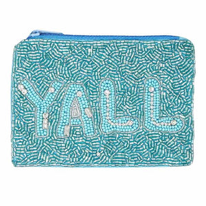 Turquoise Yall Western Theme Seed Beaded Coin Purse, perfectly goes with any outfit and shows your trendy choice to make you stand out on any occasion. Carry out this y all-western theme coin purse while attending a special occasion. Perfect for carrying makeup, money, credit cards, keys or coins, etc. It's lightweight and perfect for easy carrying. Put it in your bag and find it quickly with its eye-catchy colors. 