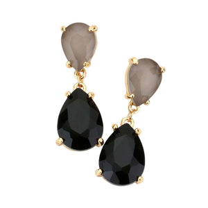 Two Tone Double Teardrop Link Dangle Evening Earrings, Beautiful teardrop-shaped dangle drop earrings. These elegant, comfortable earrings can be worn all day to dress up any outfit. Wear a pop of shine to complete your ensemble with a classy style. The perfect accessory for adding just the right amount of shimmer and a touch of class to special events. Jewelry that fits your lifestyle and makes your moments awesome!