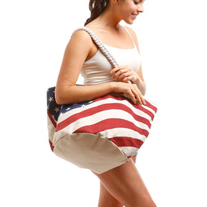 USA Flag Tote Bag Beach Shopper Bag, Tote your beach-bound essentials in patriotic style done with an American Flag print. Roomy enough to keep your essentials great for a day out running errands, a day at the beach or poolside. 4th of July, Labor Day, Memorial Day, Birthday Gift, Mother's Day Gift, Weekend Getaway Bag