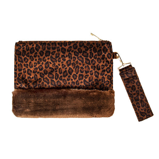 Vegan Leopard Faux Fur Trim Clutch Wristlet Bag Leopard Clutch Bag Wristlet Bag Evening Bag, Trendy evening bag will hold all your items. Easy to carry, slip your hand on back strap for extra security Perfect Gift Birthday, Christmas, Anniversary, Valentine's Day, Loved One, Special Occasion, Wedding, Prom, Graduation 