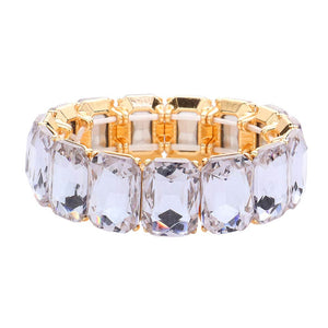 Violet Emerald Cut Stone Stretch Evening Bracelet, These gorgeous Emerald Cut Stone pieces will show your class on any special occasion. Eye-catching sparkle, the sophisticated look you have been craving for! These bracelets are perfect for any event whether formal or casual or for going to a party or special occasion.
