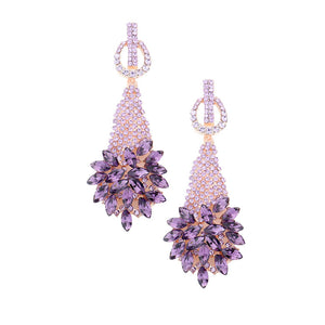 Violet Marquise Stone Cluster Accented Evening Earrings, put on a pop of color to complete your ensemble. Perfect for adding just the right amount of shimmer & shine and a touch of class to special events. Perfect Birthday Gift, Anniversary Gift, Mother's Day Gift, Graduation Gift.