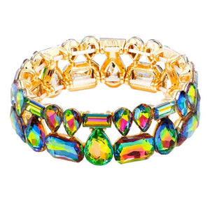 Vitrail Multi Stone Stretch Evening Bracelet, look as majestic on the outside as you feel on the inside, eye-catching sparkle, sophisticated look you have been craving for!  Can go from the office to after-hours easily, adds a stunning glow to any outfit. Stylish bracelet that is easy to put on, take off. Perfect gift for you or a loved one!