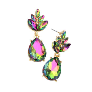 Vitrail Crystal Teardrop Cluster Vine Evening Earrings, wear over your favorite tops and dresses this season! A timeless treasure designed to add a gorgeous stylish glow to any outfit style. This piece is versatile and goes with practically anything! Fabulous Christmas Gift, Birthday Gift, Mother's Day, Loved one gift.