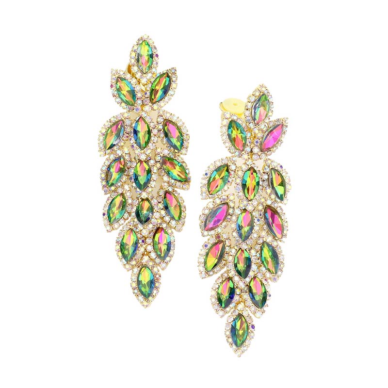 Vitrail Marquise Crystal Oval Cluster Vine Clip On Earrings, The perfect set of sparkling earrings adds a sophisticated & stylish glow to any outfit. Perfect for adding just the right amount of shimmer & shine and a touch of class to special events. These earrings pair perfectly with any ensemble from business casual, to night out on the town or a black tie party.