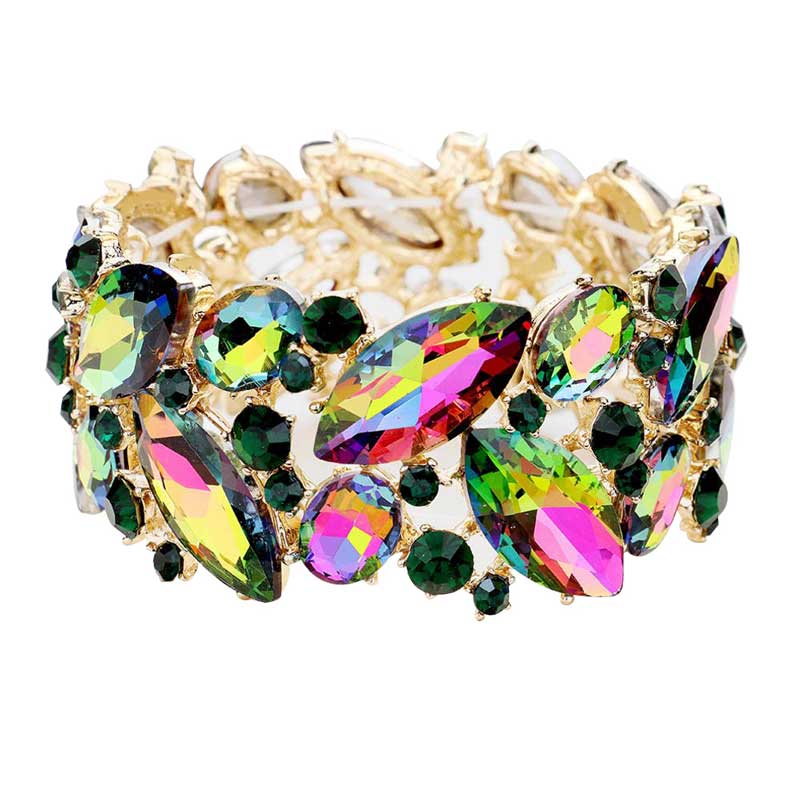 Vitrail Marquise Crystal Stretch Evening Bracelet, this Bracelet sparkles all around with it's surrounding round stones. It looks modern and is just the right touch to set off LBD. Jewelry offers a wide variety of exquisite jewelry for your Party, Prom, Pageant, Wedding, Sweet Sixteen, and other Special Occasions!