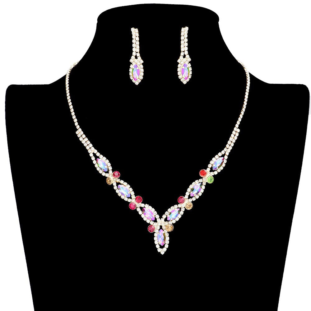 Vitrail Marquise Stone Accented Rhinestone Necklace, Get ready with these jewelry sets and put on a pop of shine to complete your ensemble. The elegance of these rhinestones goes unmatched, great for wearing on any special occasion. This Stunning necklace will sparkle all night long making you shine out like a diamond. Perfect for adding just the right amount of shimmer and a touch of class to special events.