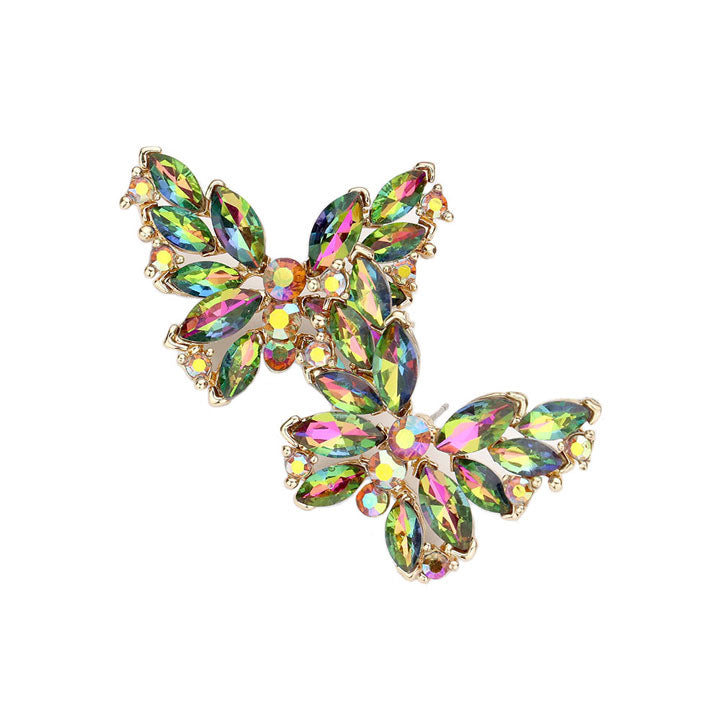 Vitrail Round Marquise Stone Cluster Butterfly Evening Earrings. Beautifully crafted design adds a gorgeous glow to any outfit. Jewelry that fits your lifestyle! Perfect Birthday Gift, Anniversary Gift, Mother's Day Gift, Anniversary Gift, Graduation Gift, Prom Jewelry, Just Because Gift, Thank you Gift.