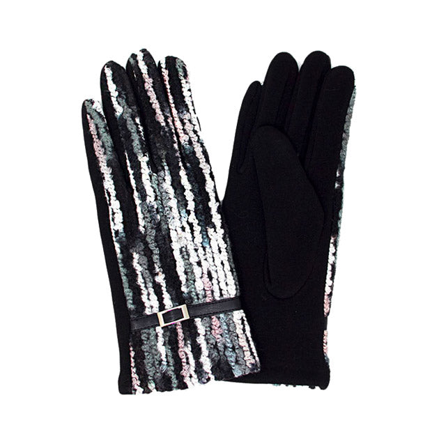 Helena Multi Color Yarn Gloves Belt Decor Gloves Smart Touch Gloves
