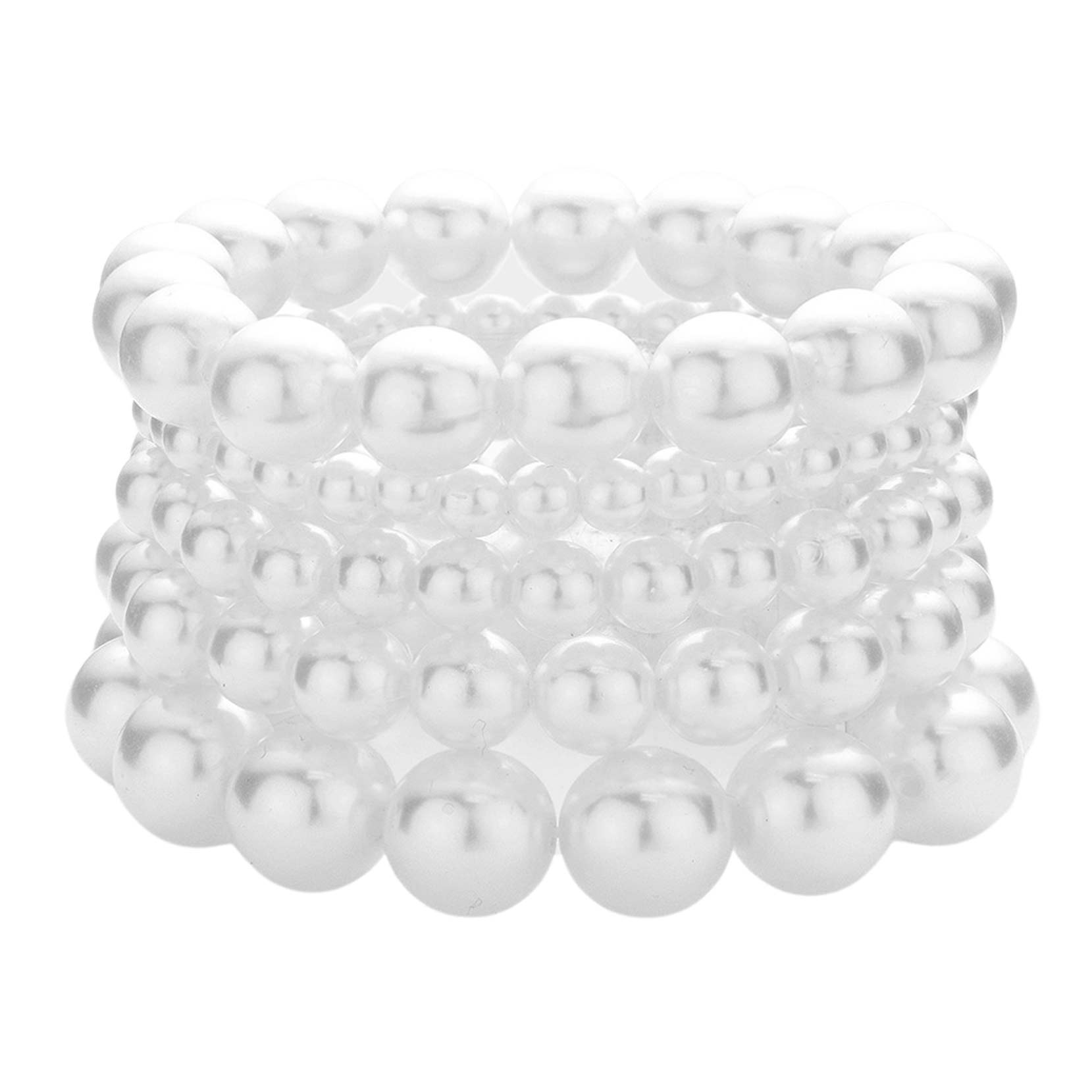 White 5PCS - Pearl Strand Stretch Bracelets, these Charm strand stretch bracelets can light up any outfit, and make you feel flawless. Perfect for adding just the right amount of shimmer & shine and a touch of class to special events. Fabulous fashion and sleek style add a pop of pretty color to your attire.