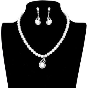 White Crystal Rhinestone Pearl Accented Necklace. Beautifully crafted design adds a gorgeous glow to any outfit. Get ready with these stone Necklace and a bright Bracelet. Perfect for adding just the right amount of shimmer & shine and a touch of class to special events. Suitable for wear Party, Wedding, Date Night or any special events. Perfect Birthday, Anniversary, Prom Jewellery, Thank you Gift. 